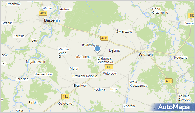 mapa Dąbrowa Widawska, Dąbrowa Widawska na mapie Targeo